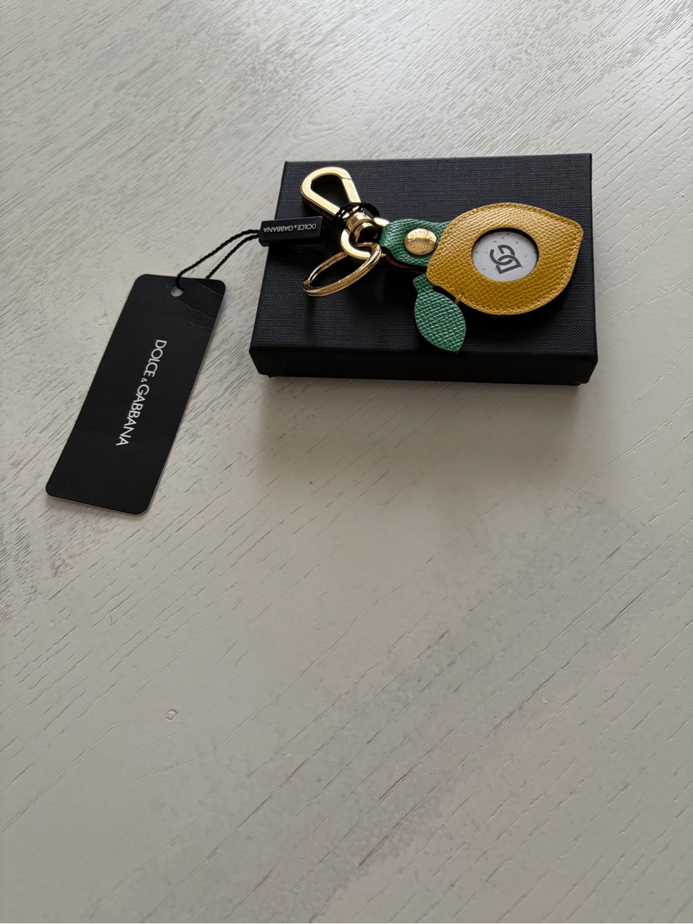 Dolce & Gabbana Dauphine Leather Keyring/AirTag with Gold Hardware - Picture 3 of 6